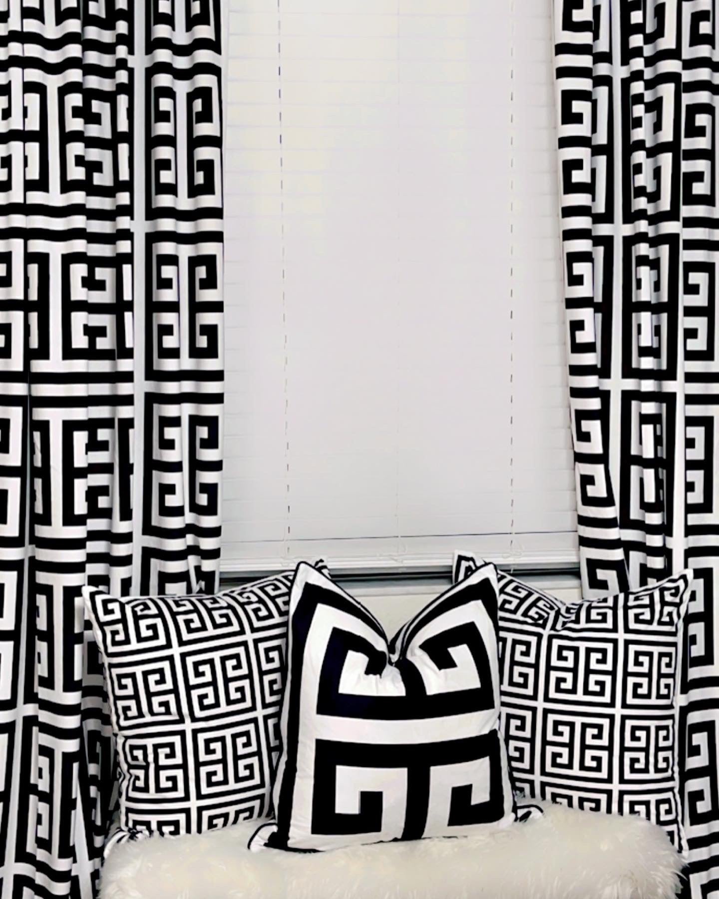 Adore black and white panel curtain